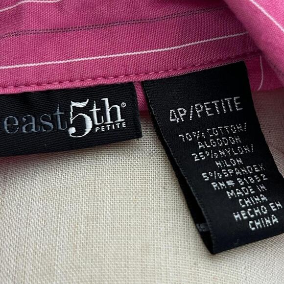 Y2k vintage pink striped button up with fun neckline - Picture 5 of 6